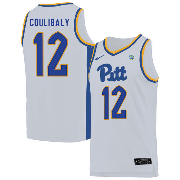 Men #12 Abdoul Karim Coulibaly Pitt Panthers College Basketball Jerseys Sale-White